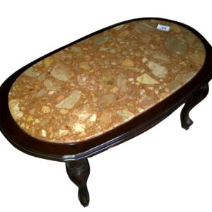 Tavolino da salotto ovale top marmo palladiano graniglia