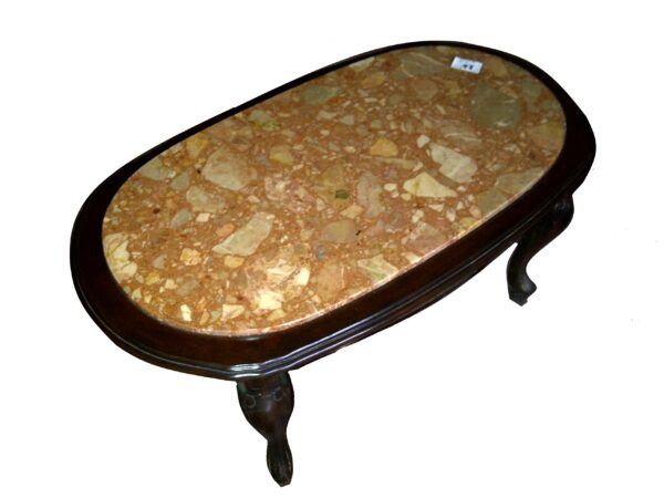 Tavolino da salotto ovale top marmo palladiano graniglia