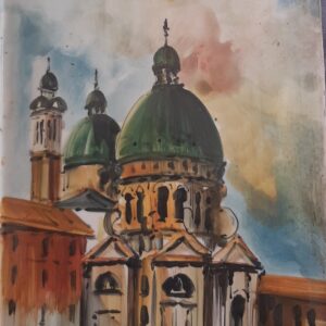 Piatto vintage dipinto a mano basilica Santa Maria della salute Venezia