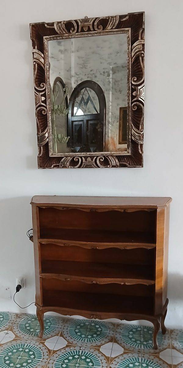 Libreria Vintage Italiana in Legno di Noce con 3 Ripiani