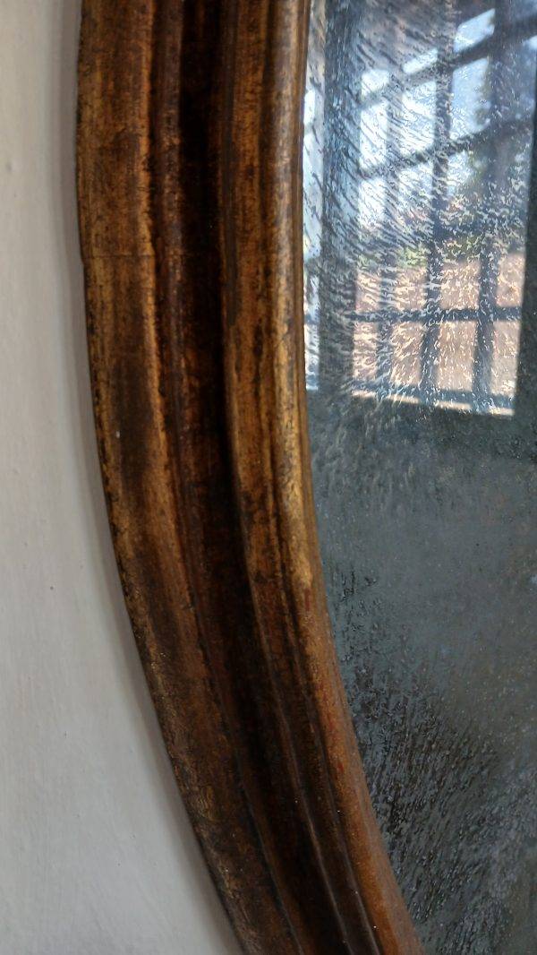 Specchiera Ovale Antica in Legno Dorato