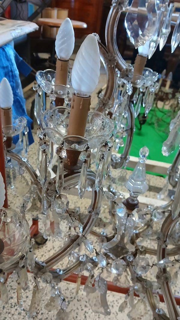 lampadario cristallo e bronzo