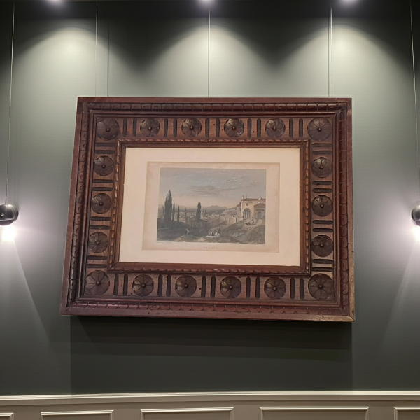 Antica incisione originale con cornice intagliata 1840