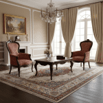 Coppia poltrone stile Luigi Filippo rivestimento tessuto damascato