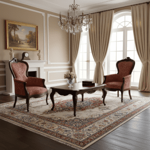 Coppia poltrone stile Luigi Filippo rivestimento tessuto damascato
