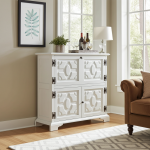 Credenza buffet mobile bianco intagliato a mano