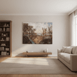 Grande quadro dipinto raffigurante un paesaggio Veneto