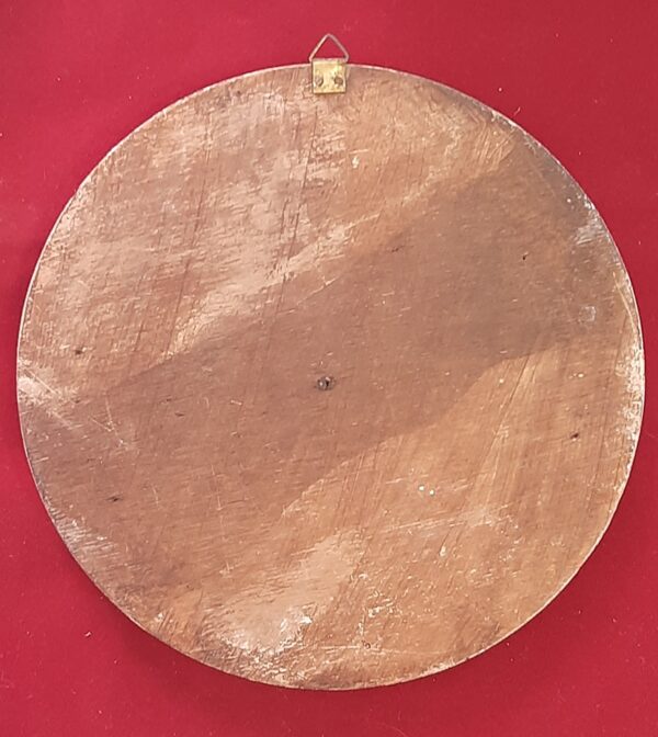 Retro piatto in legno antico dipinto su formella