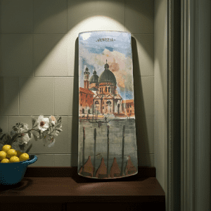 Piatto vintage dipinto a mano basilica Santa Maria della salute Venezia
