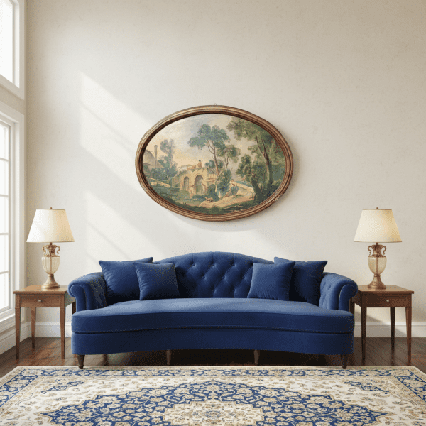 Quadro ovale dipinto su tavola