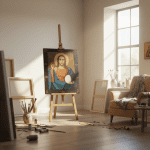 Dipinto classico Cristo a mezzo busto