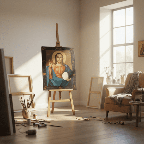 Dipinto classico Cristo a mezzo busto