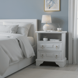 Comodino style bianco oro shabby chic
