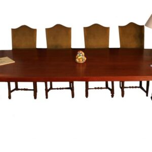 Grande tavolo rettangolare da riunioni in legno massello con piede a lira