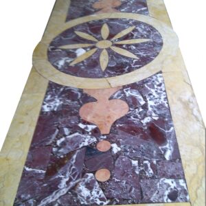 Tavolo vintage rettangolare in marmo policromo